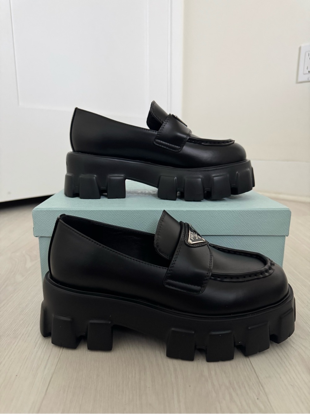 Prada Woman Brushed Leather Loafers - Picture 4 of 10